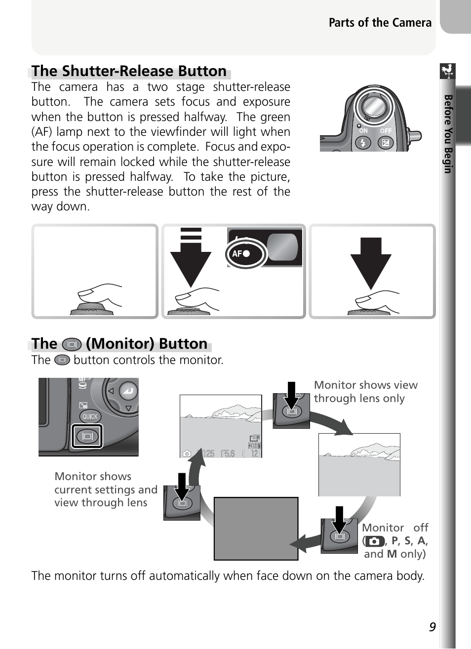 The shutter-release button, The ( monitor) button | Nikon 5400 User Manual | Page 21 / 173