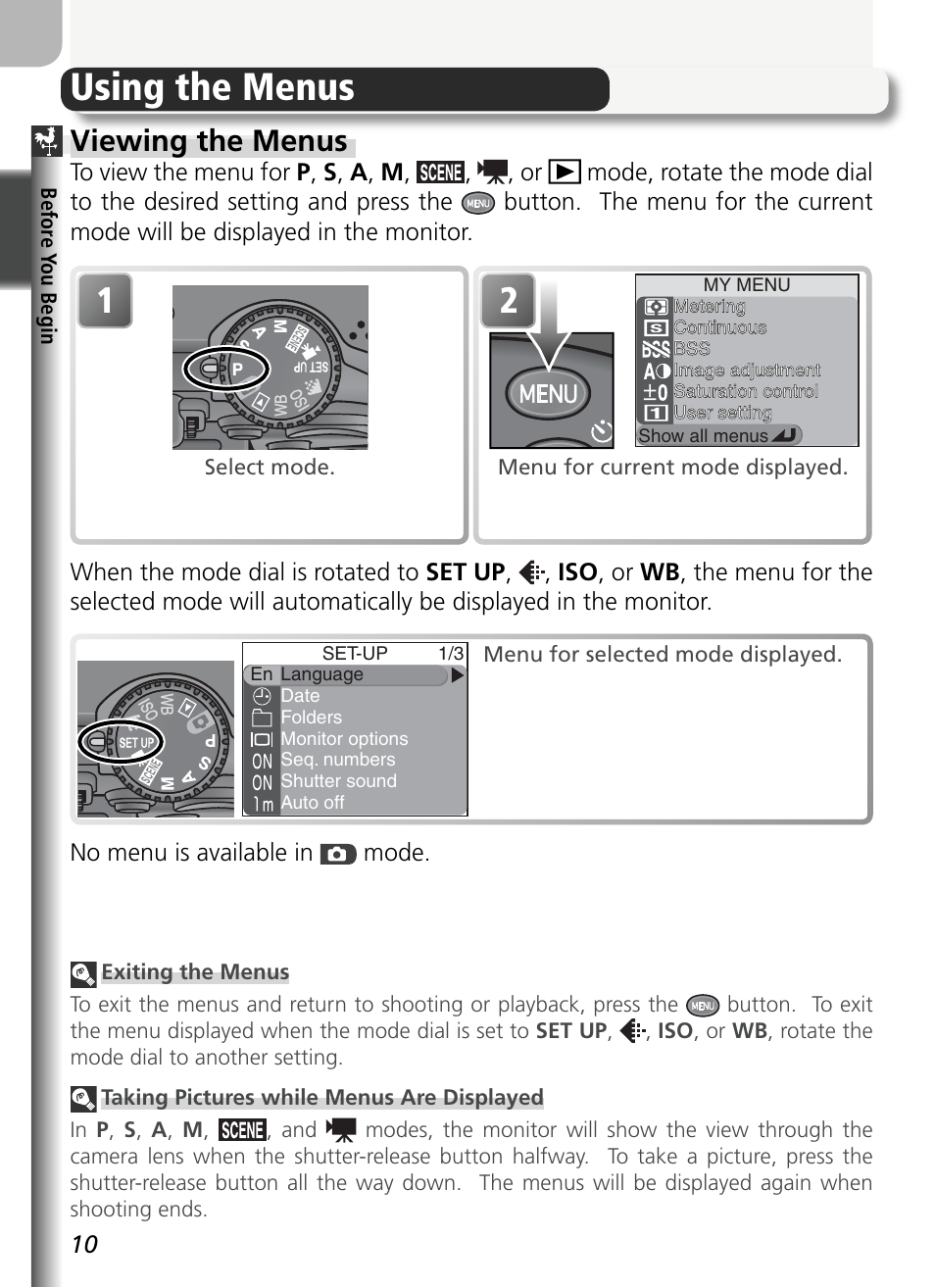 Using the menus, Viewing the menus | Nikon 5400 User Manual | Page 22 / 173