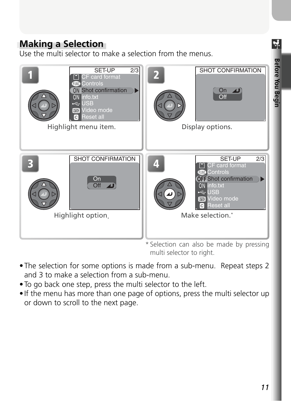 Making a selection | Nikon 5400 User Manual | Page 23 / 173