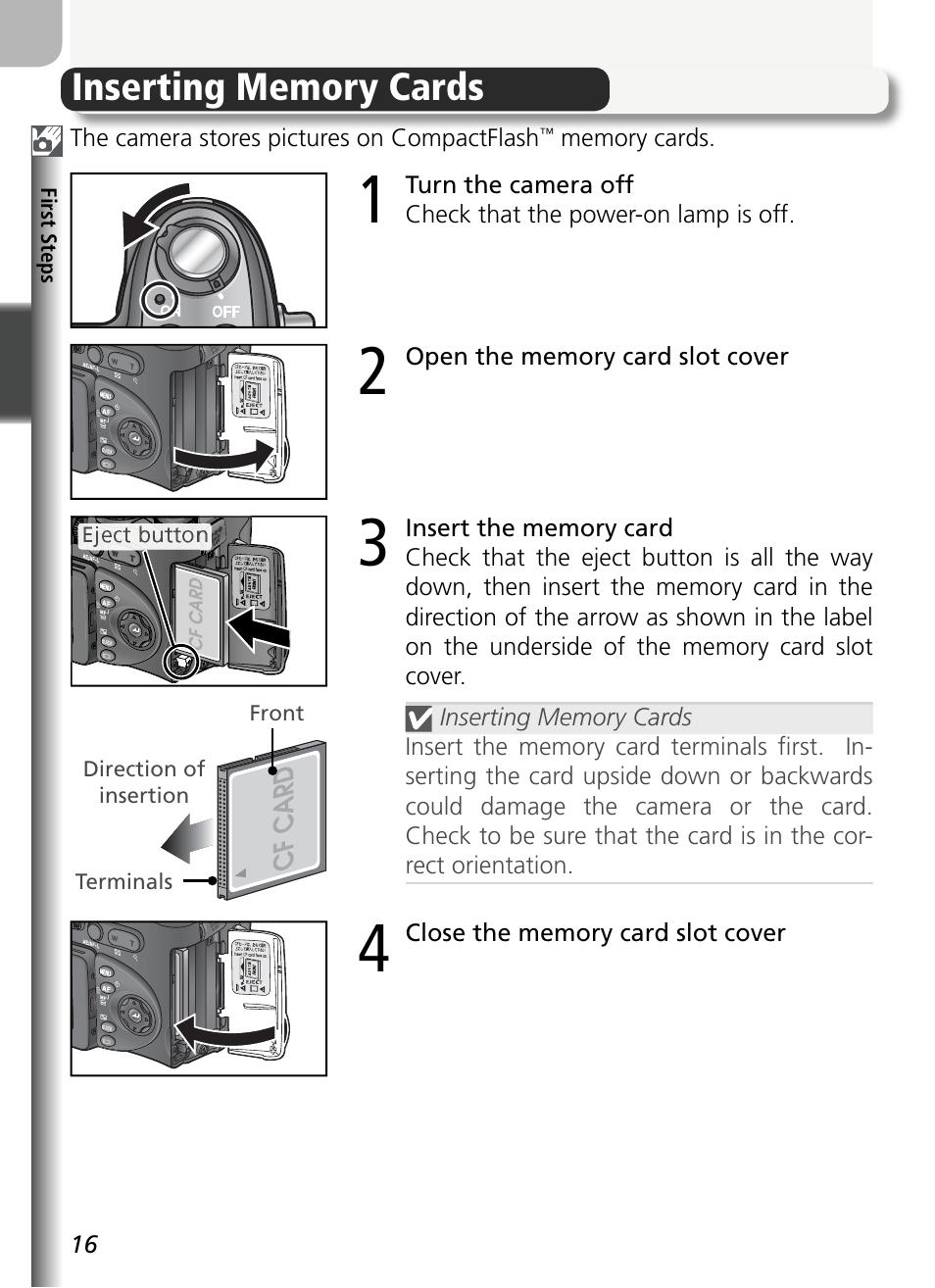 Inserting memory cards | Nikon 5400 User Manual | Page 28 / 173