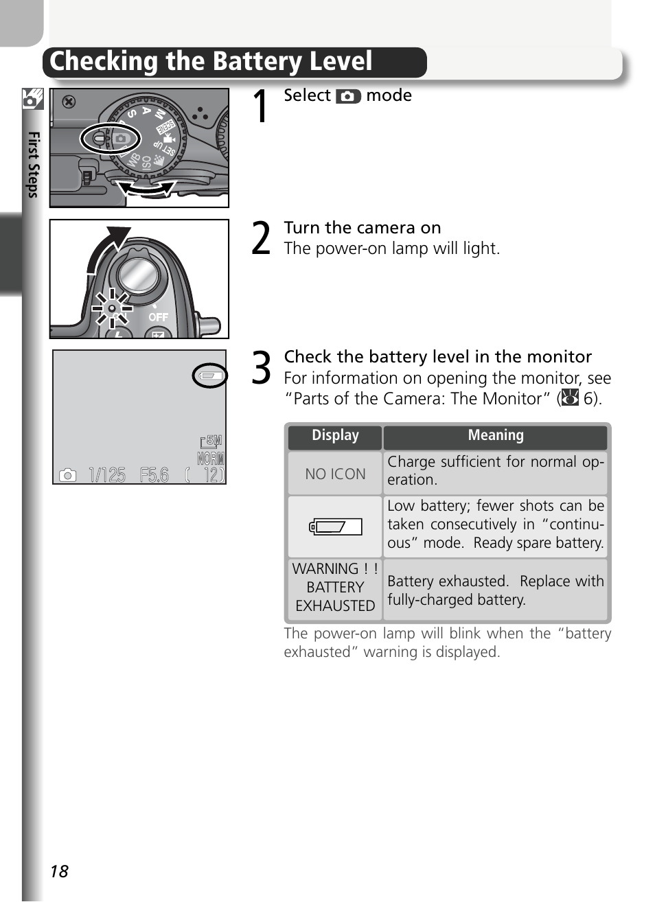 Checking the battery level | Nikon 5400 User Manual | Page 30 / 173