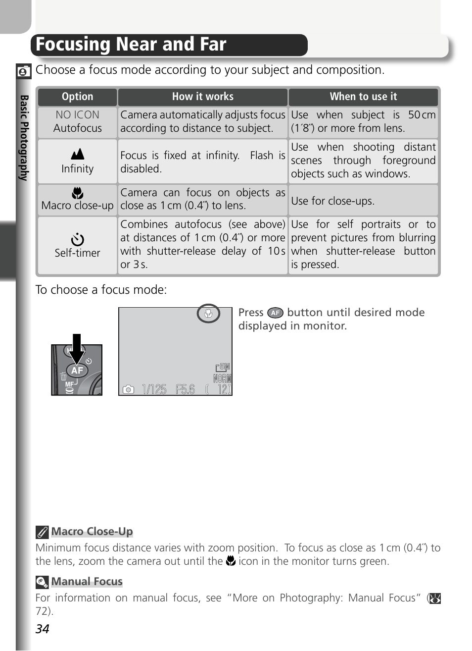 Focusing near and far | Nikon 5400 User Manual | Page 46 / 173