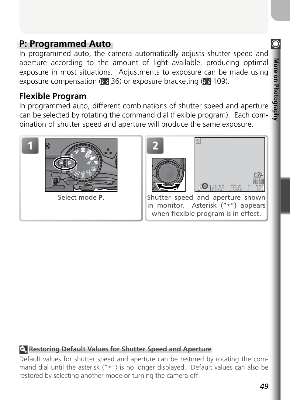 P: programmed auto | Nikon 5400 User Manual | Page 61 / 173