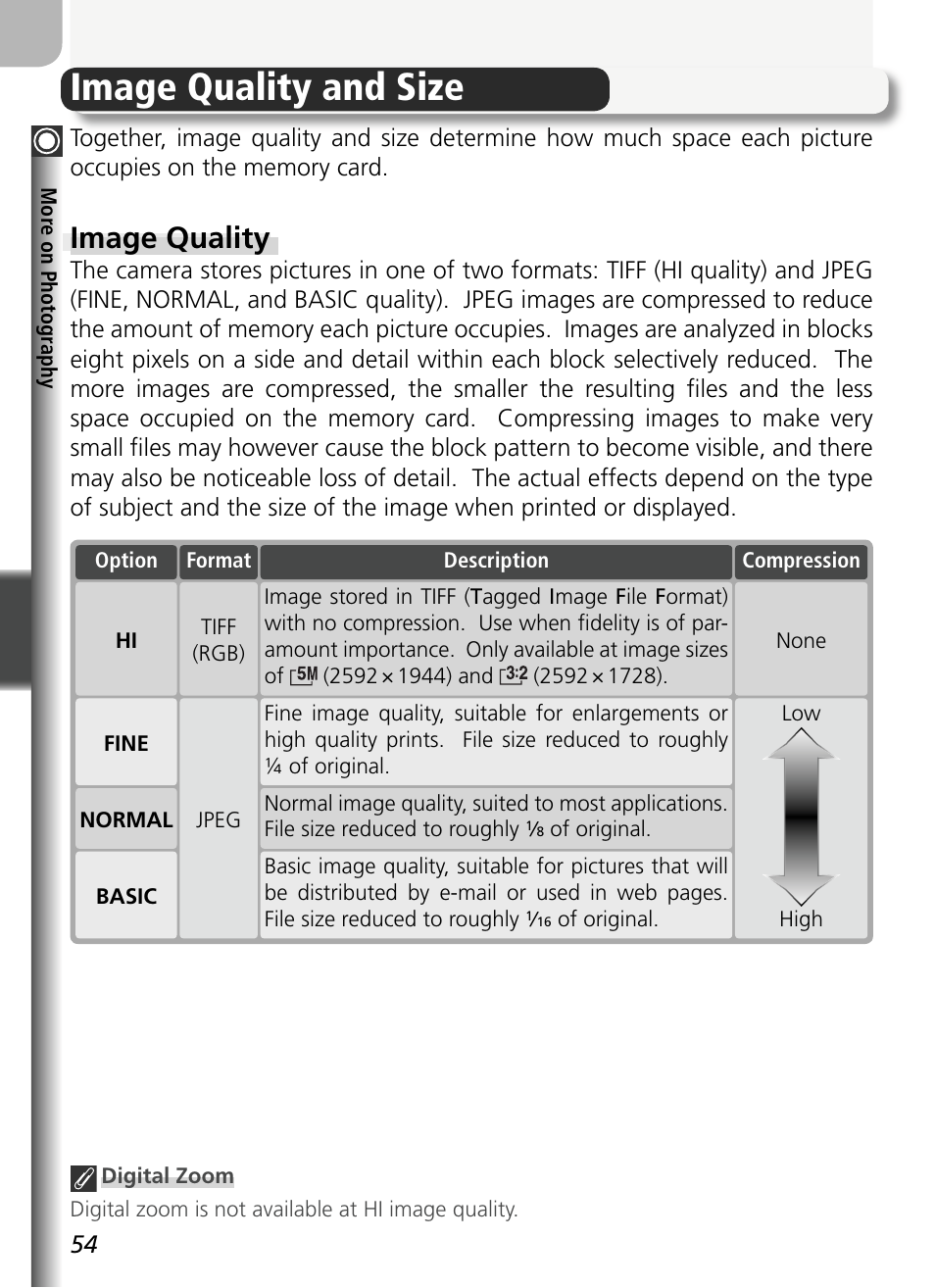 Image quality and size, Image quality | Nikon 5400 User Manual | Page 66 / 173
