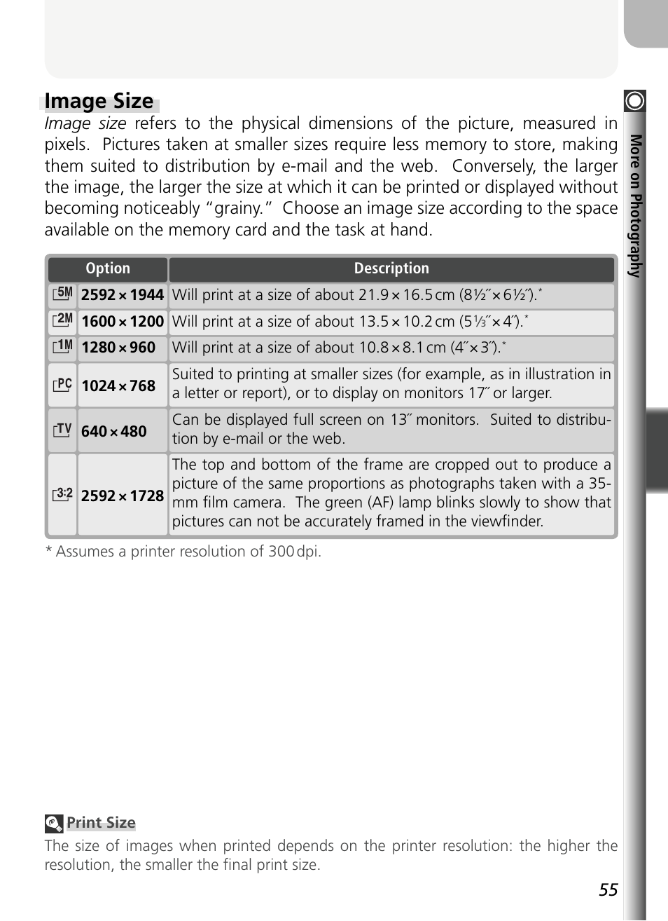 Image size | Nikon 5400 User Manual | Page 67 / 173
