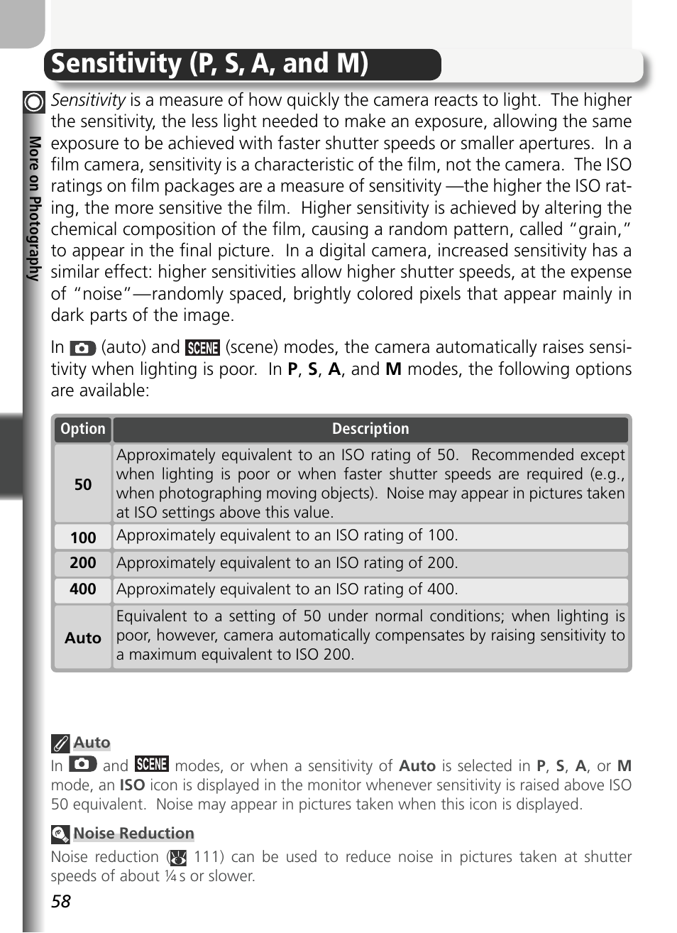 Sensitivity (p, s, a, and m) | Nikon 5400 User Manual | Page 70 / 173
