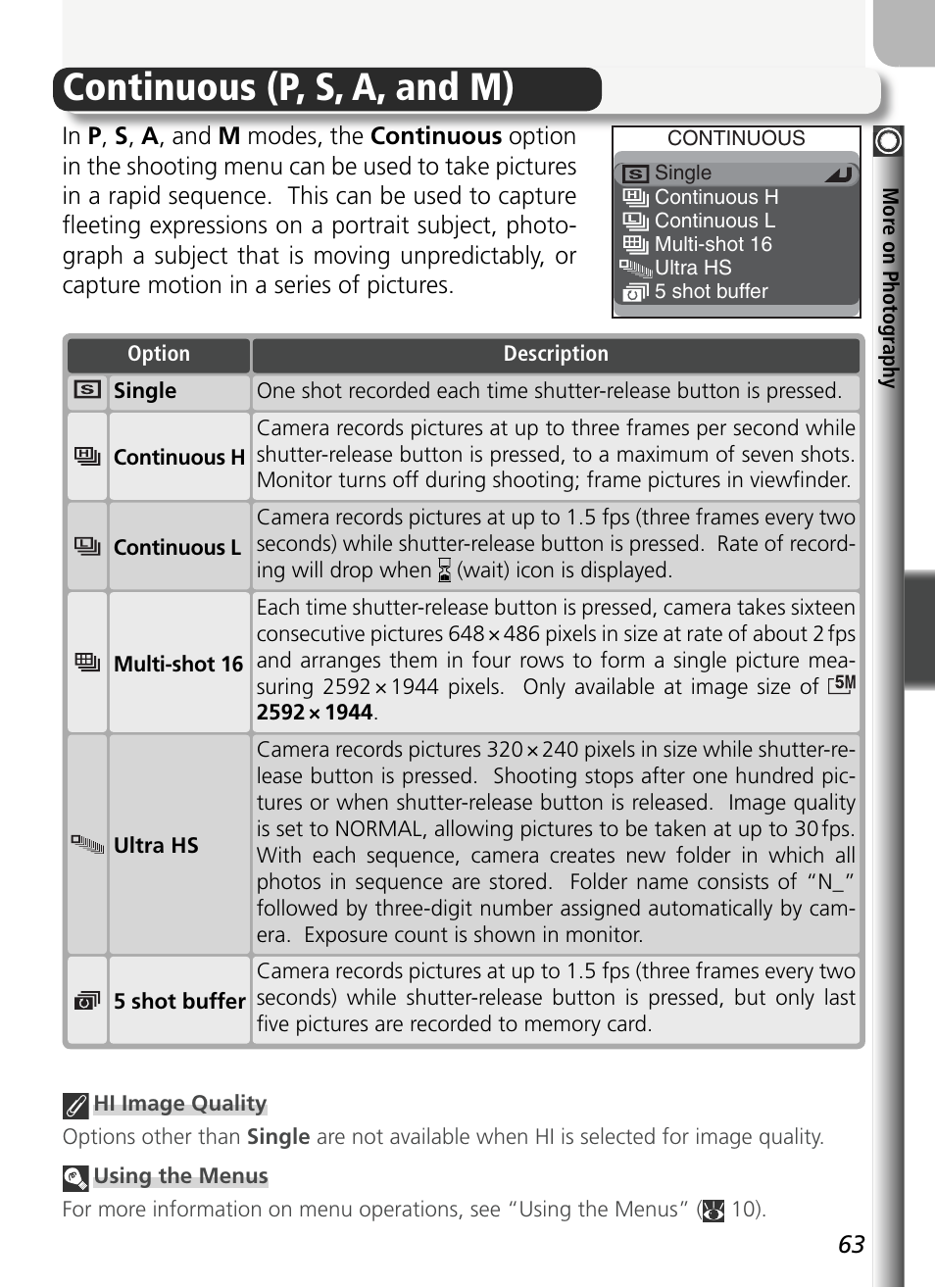 Continuous (p, s, a, and m) | Nikon 5400 User Manual | Page 75 / 173