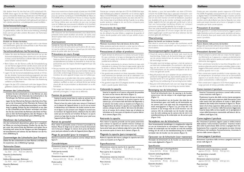 Nikon HL-E2500 LCD Hood 2500 User Manual | Page 2 / 2