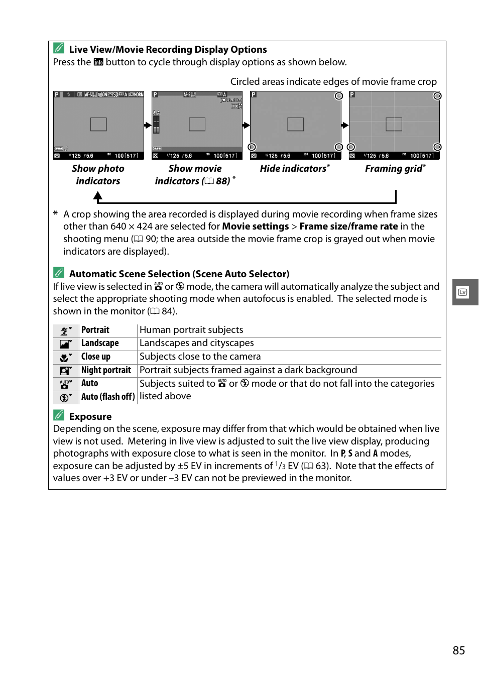 0 85) when aut | Nikon D3200 User Manual | Page 101 / 228