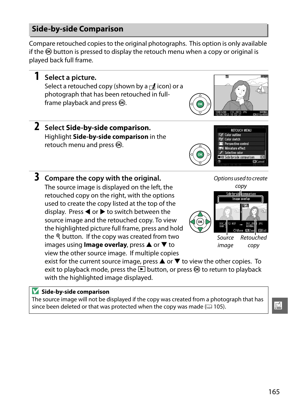 Side-by-side comparison | Nikon D3200 User Manual | Page 181 / 228