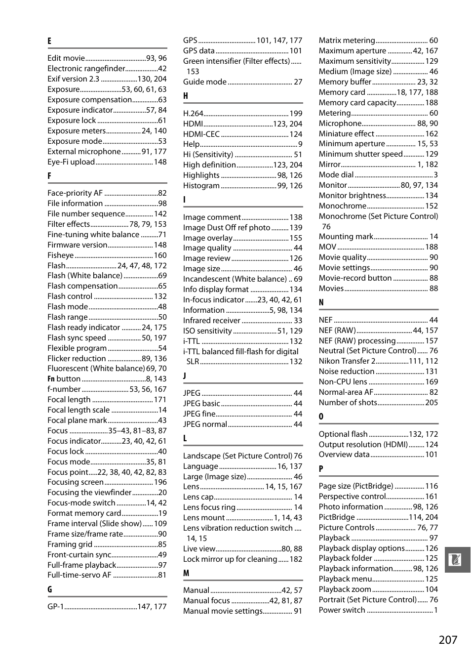 Nikon D3200 User Manual | Page 223 / 228