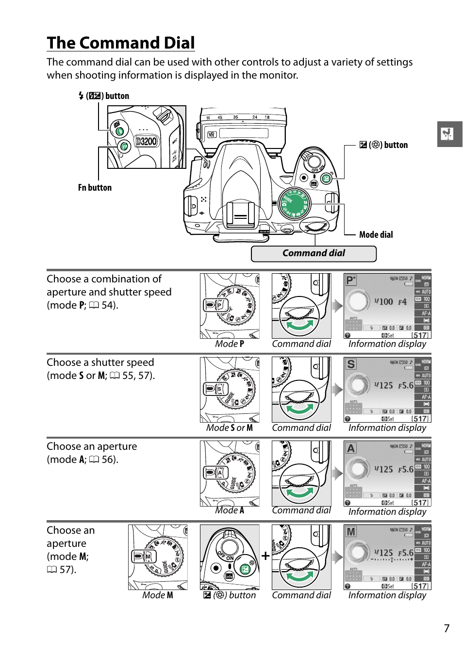 The command dial | Nikon D3200 User Manual | Page 23 / 228