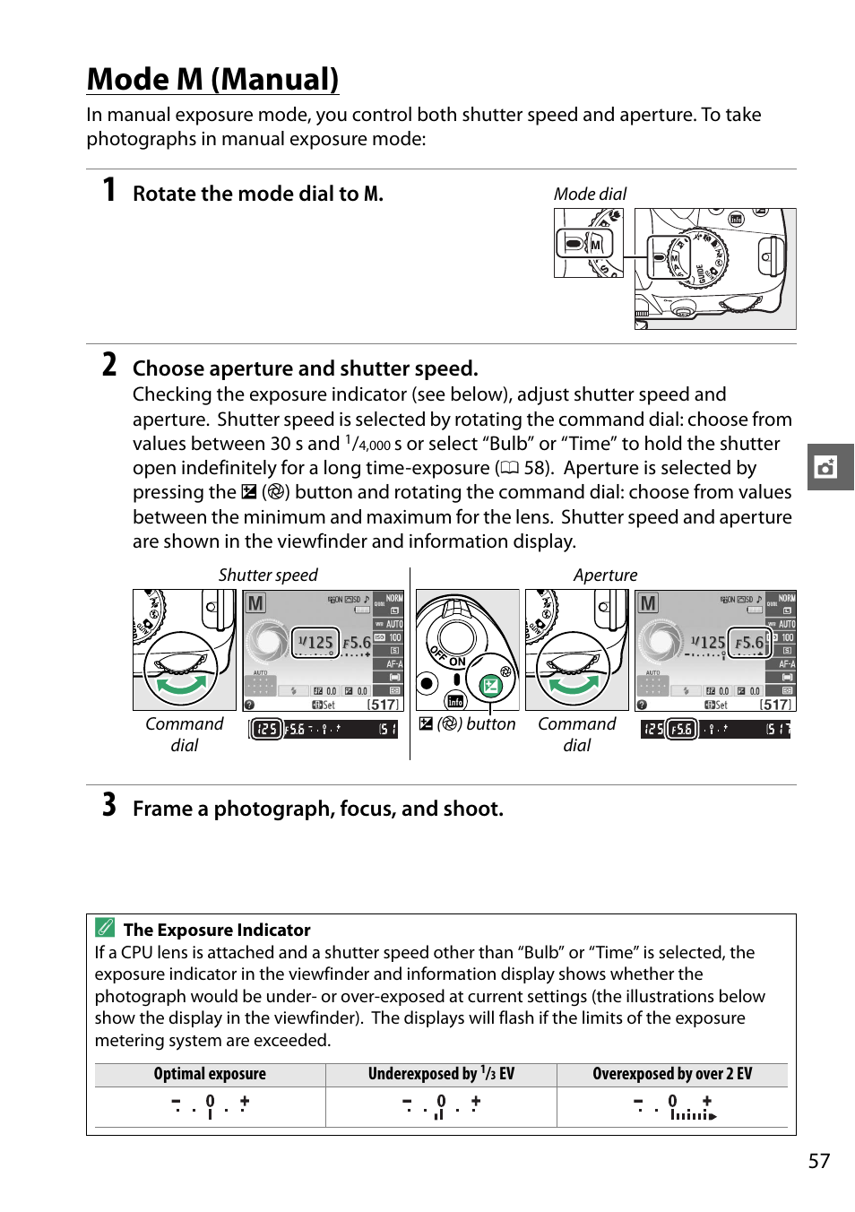 Mode m (manual) | Nikon D3200 User Manual | Page 73 / 228