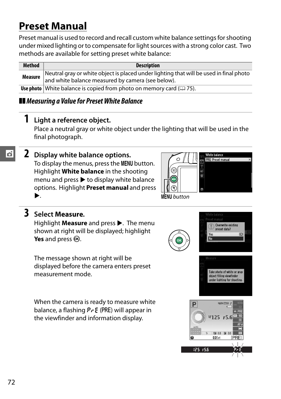 Preset manual | Nikon D3200 User Manual | Page 88 / 228