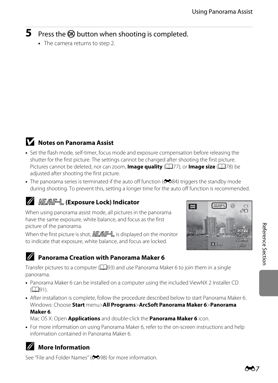 E7) to, Press the k button when shooting is completed | Nikon P510 User Manual | Page 137 / 260