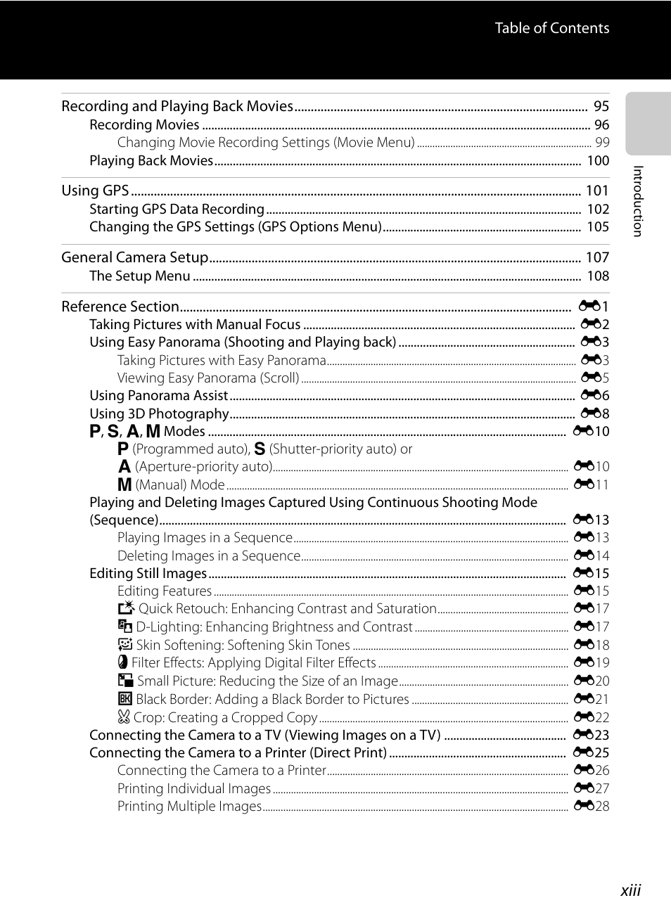 Xiii | Nikon P510 User Manual | Page 15 / 260