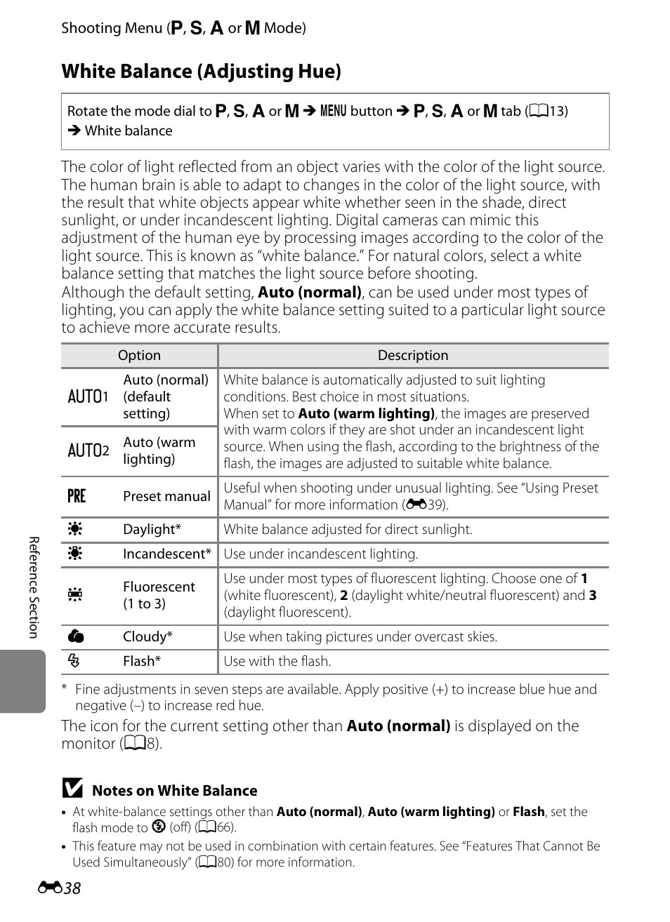 White balance (adjusting hue) | Nikon P510 User Manual | Page 168 / 260