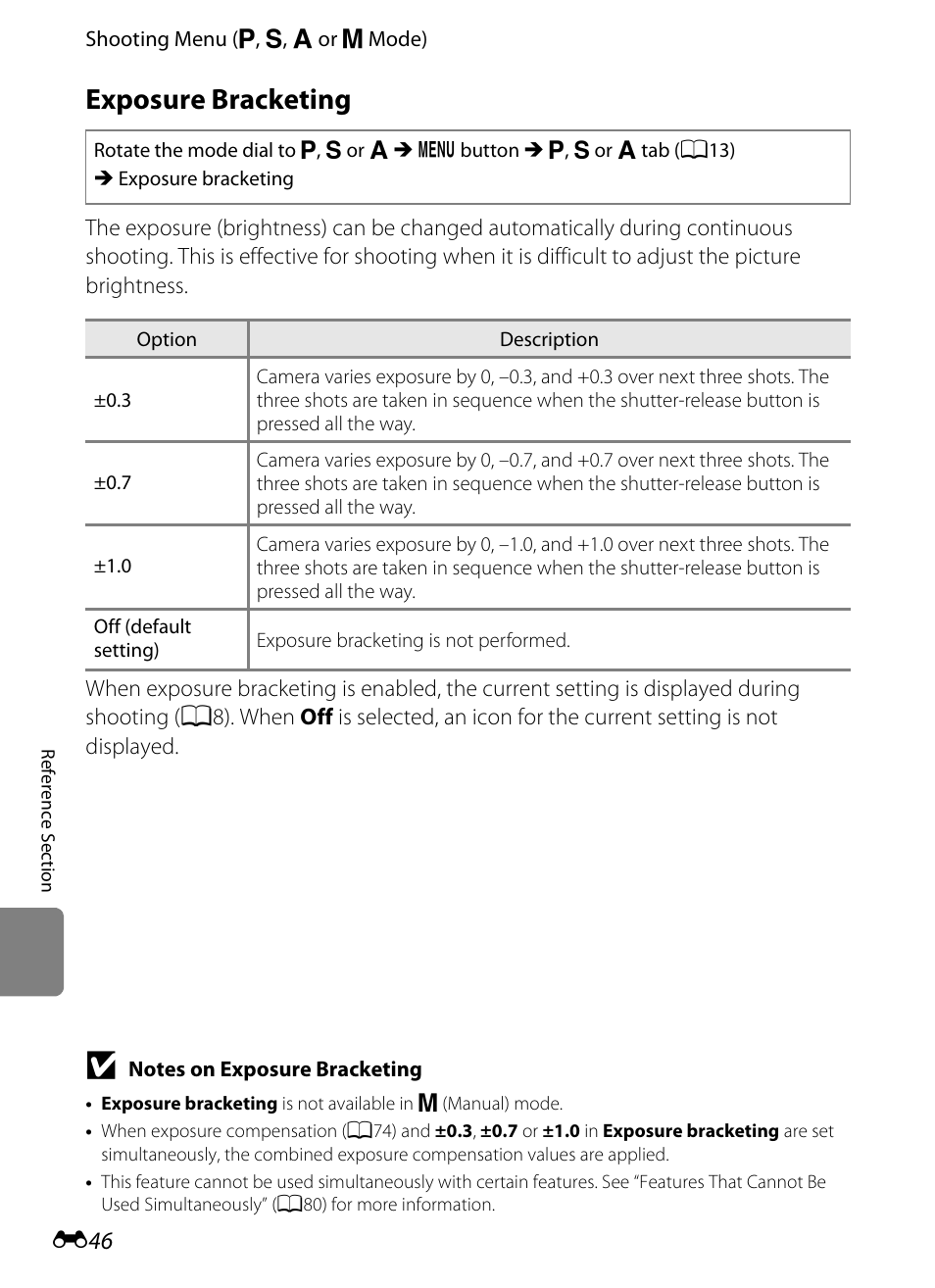 Exposure bracketing | Nikon P510 User Manual | Page 176 / 260