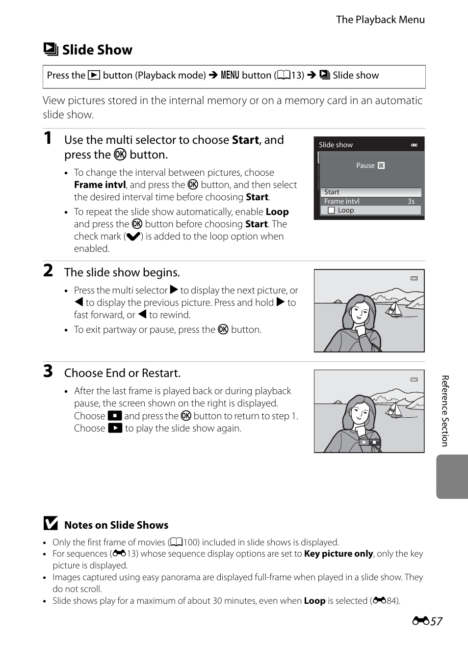 Slide show, B slide show | Nikon P510 User Manual | Page 187 / 260