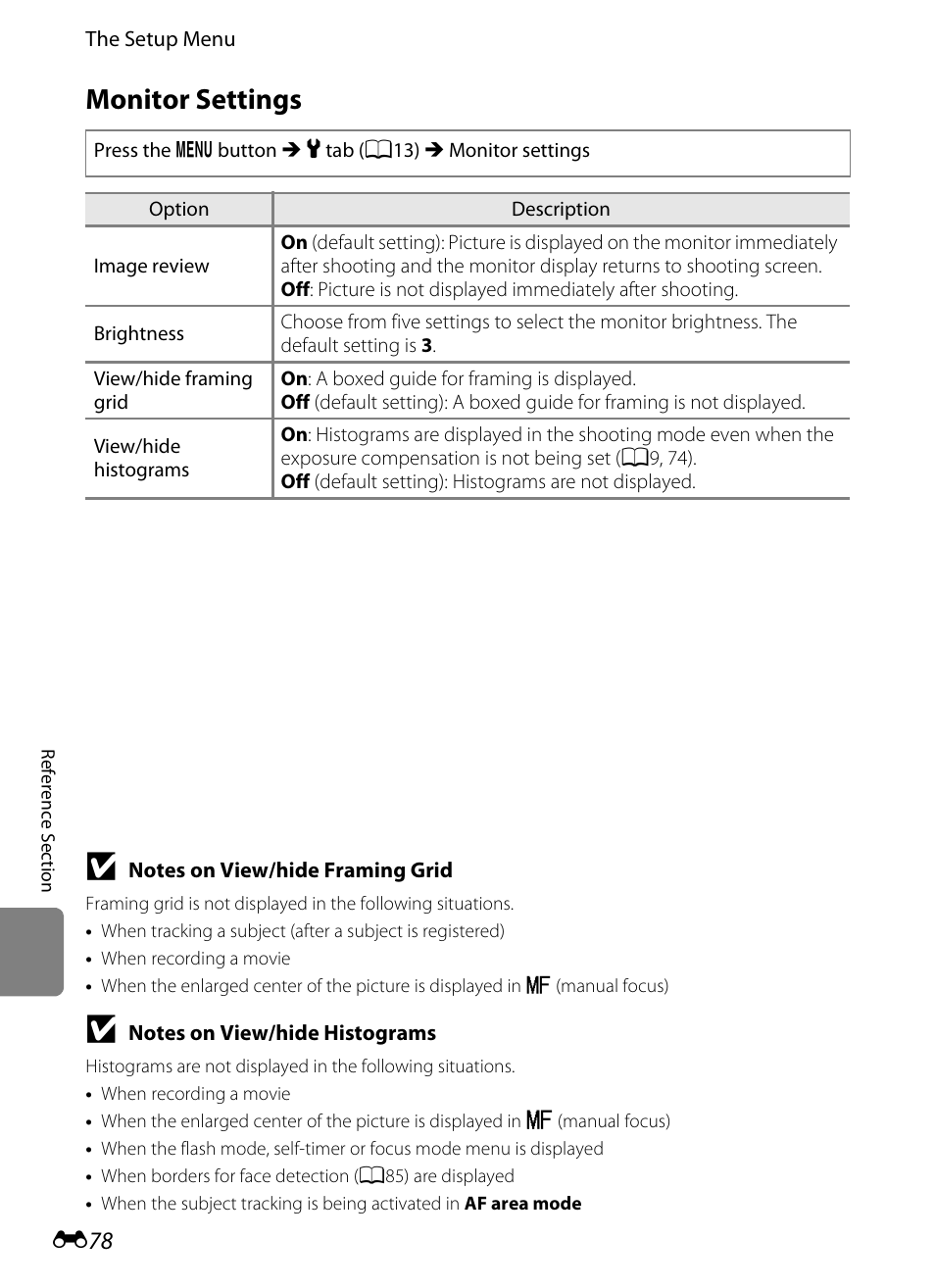 Monitor settings | Nikon P510 User Manual | Page 208 / 260