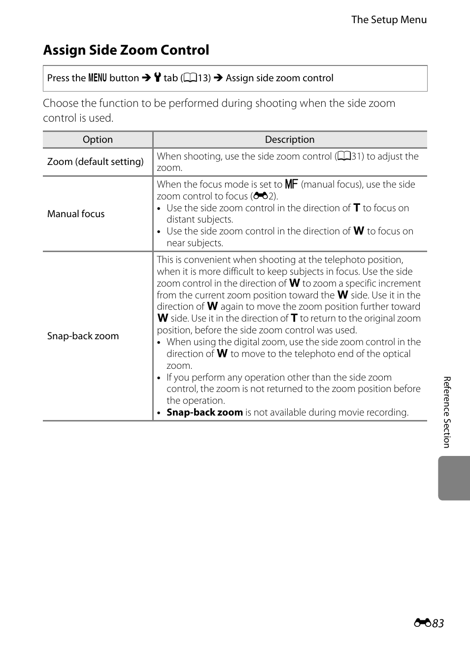 Assign side zoom control | Nikon P510 User Manual | Page 213 / 260