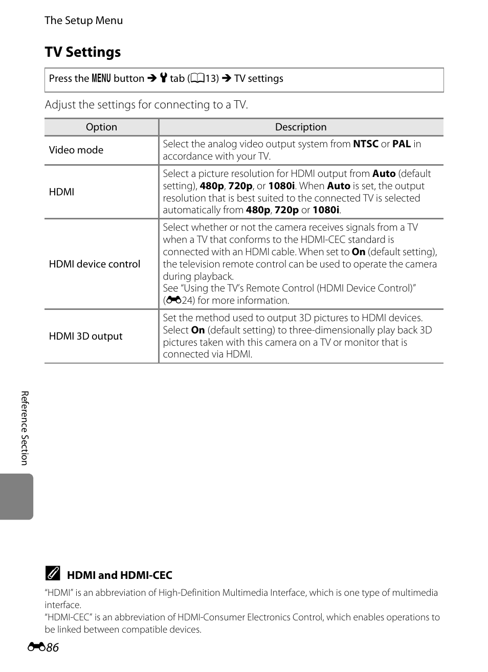 Tv settings | Nikon P510 User Manual | Page 216 / 260