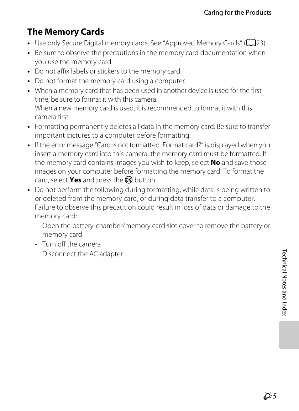 The memory cards | Nikon P510 User Manual | Page 241 / 260