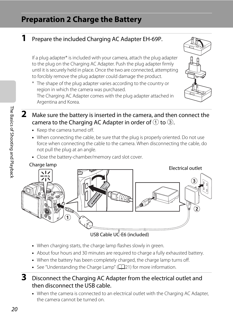 Preparation 2 charge the battery | Nikon P510 User Manual | Page 38 / 260