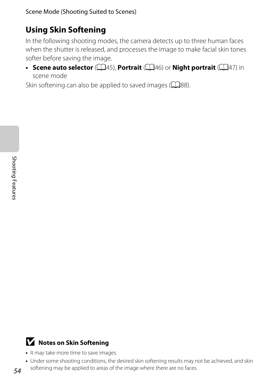 Using skin softening, A54) | Nikon P510 User Manual | Page 72 / 260