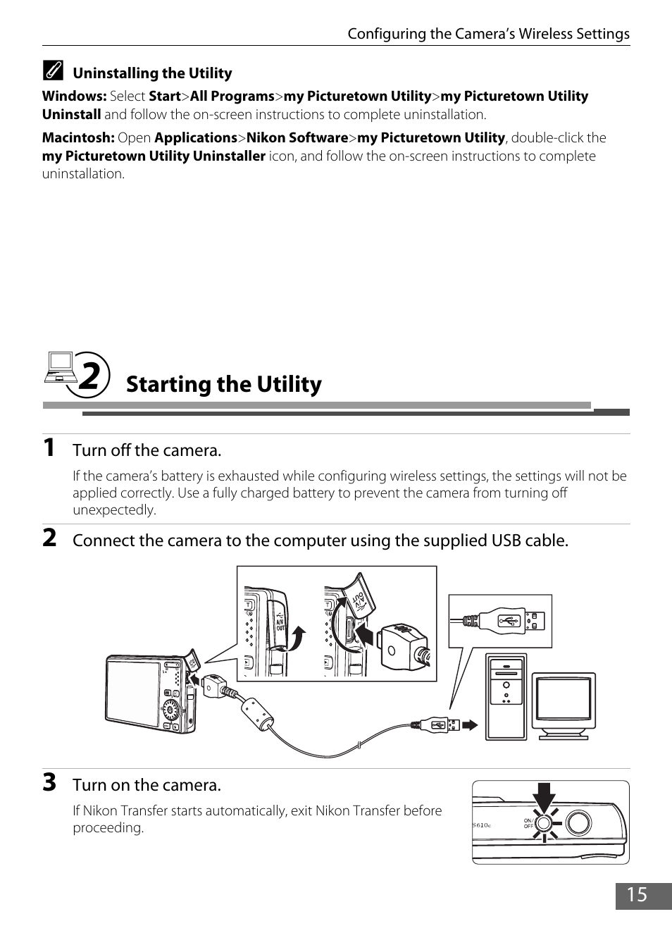 2 starting the utility, Starting the utility | Nikon S610 - S610c User Manual | Page 21 / 63