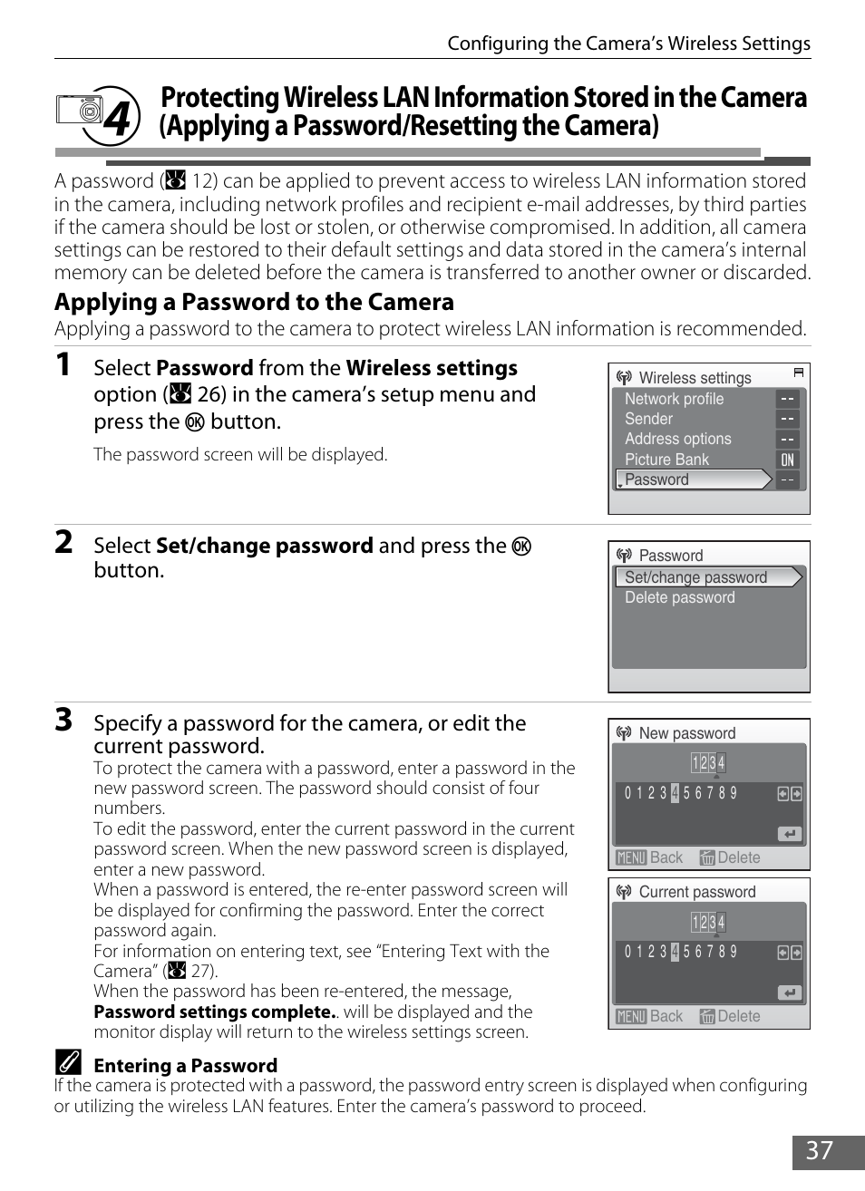 A 37), D protecting wireless lan information, A 37) for more | Eed to “d protecting wireless lan information | Nikon S610 - S610c User Manual | Page 43 / 63