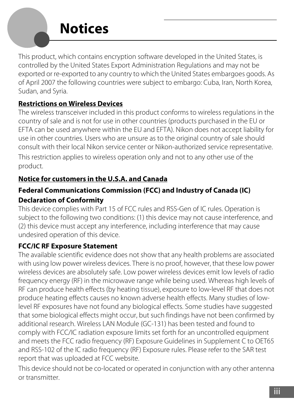 Notices | Nikon S610 - S610c User Manual | Page 5 / 63