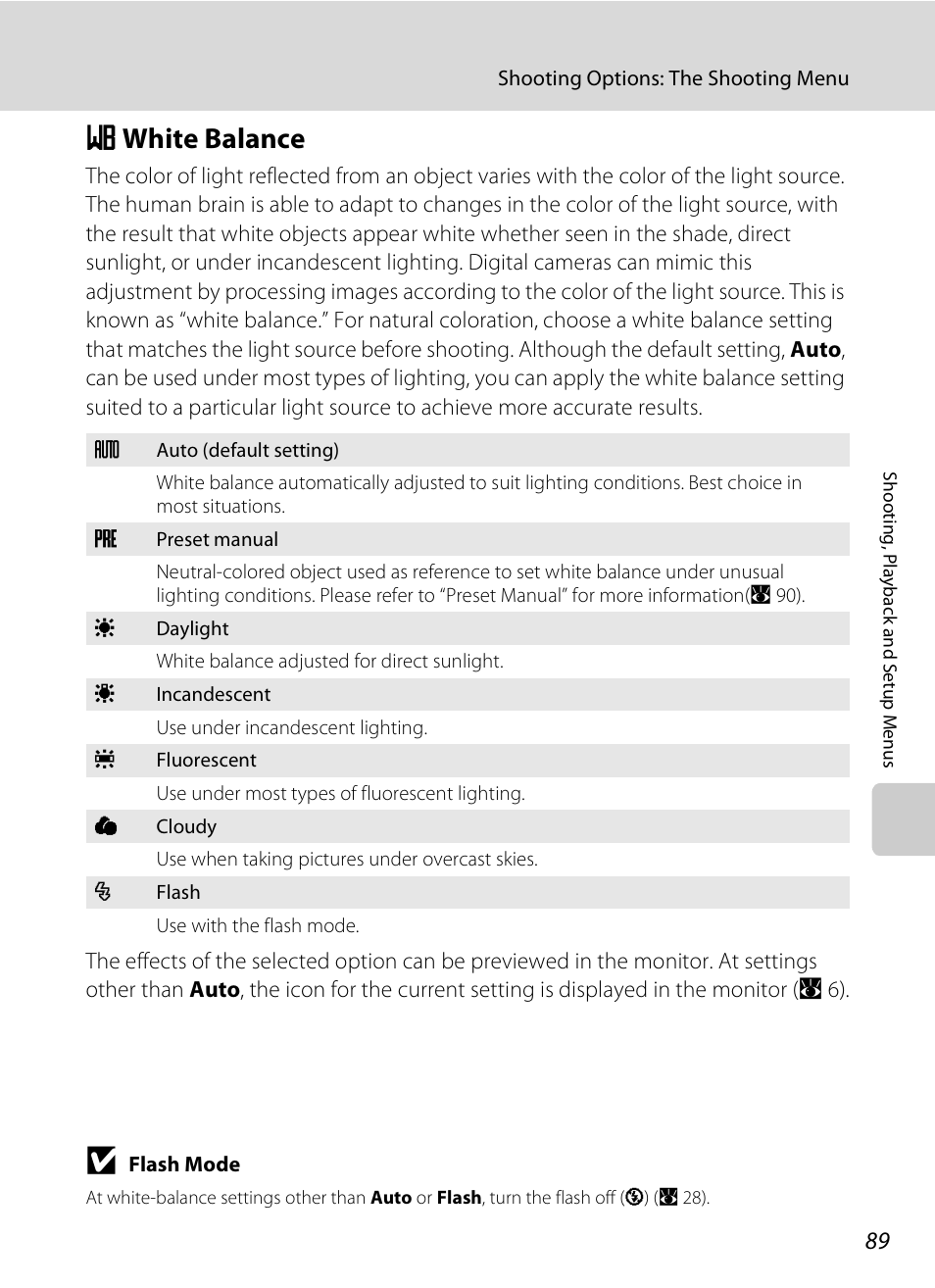 White balance, B white balance, A 89) | A 89 | Nikon S520 User Manual | Page 101 / 154