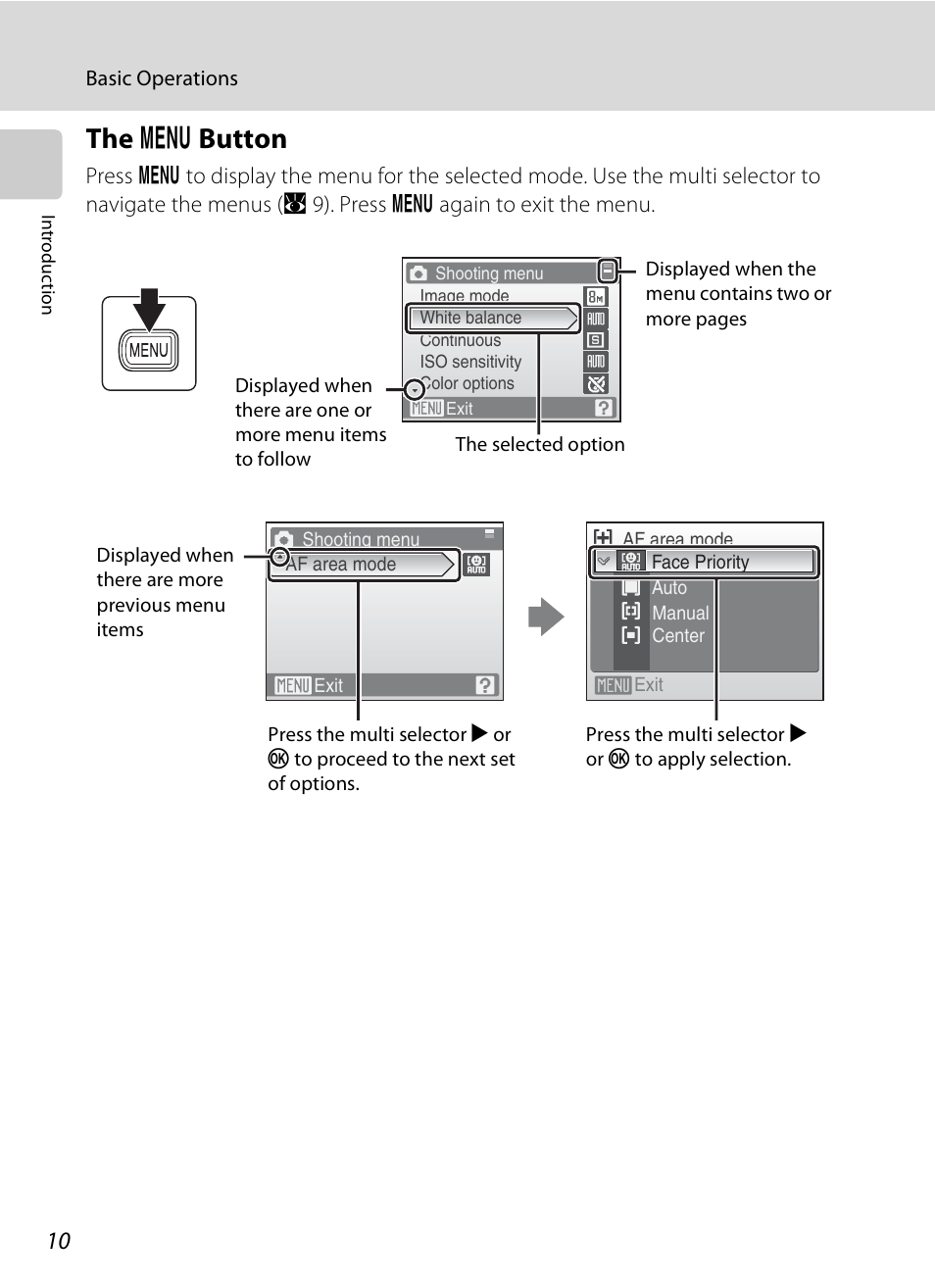 The menu button, D button, The d button | Nikon S520 User Manual | Page 22 / 154