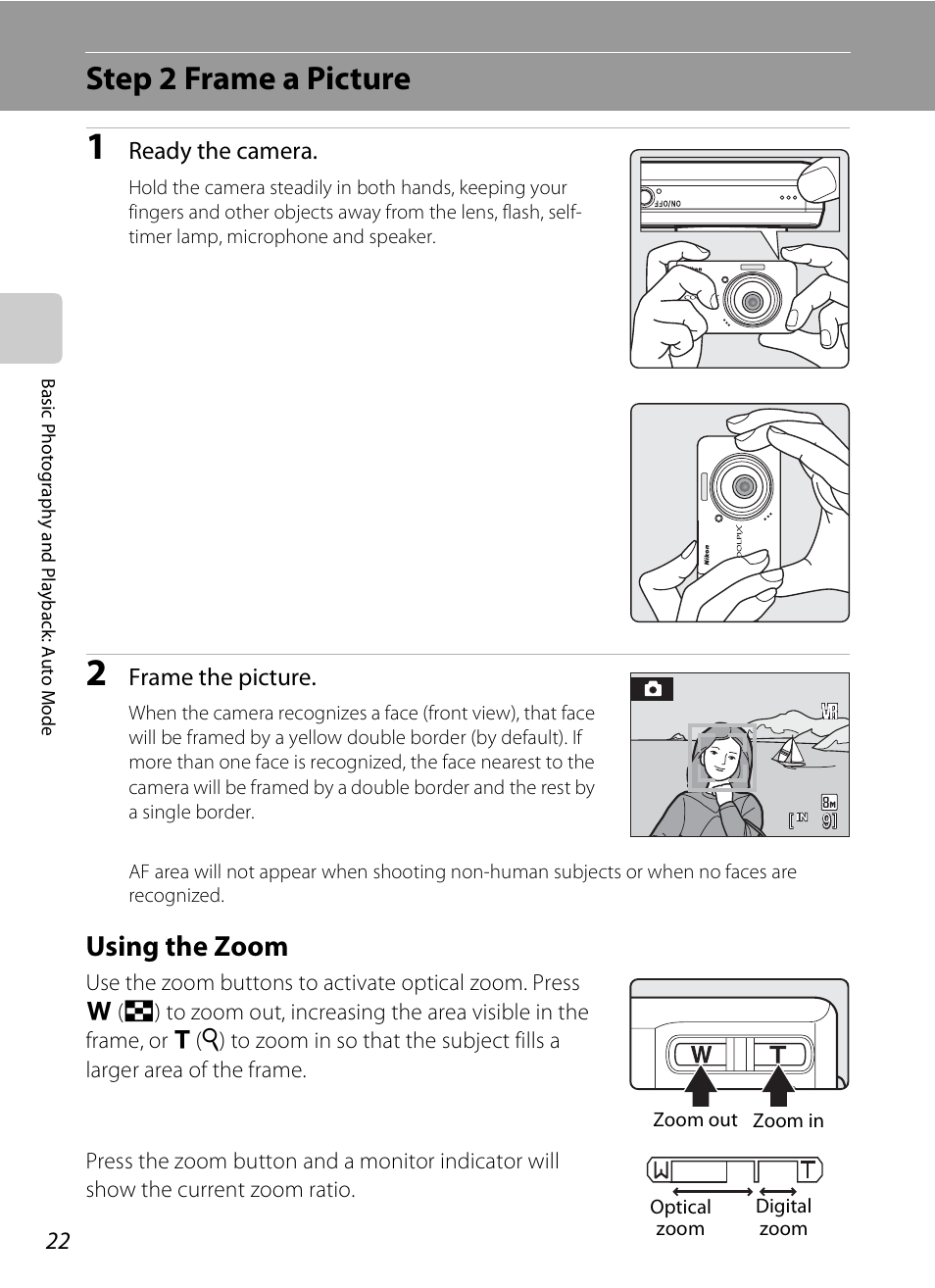Step 2 frame a picture, Using the zoom | Nikon S520 User Manual | Page 34 / 154