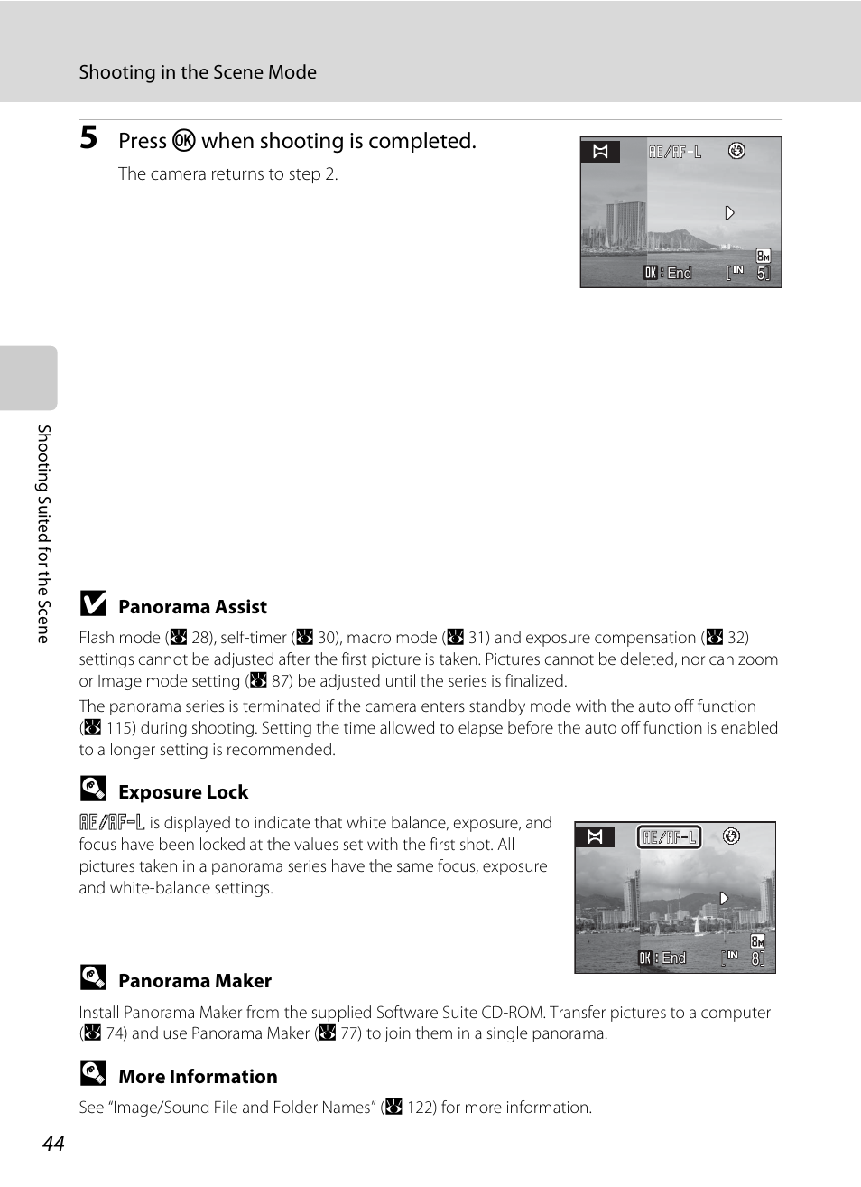 Press k when shooting is completed | Nikon S520 User Manual | Page 56 / 154