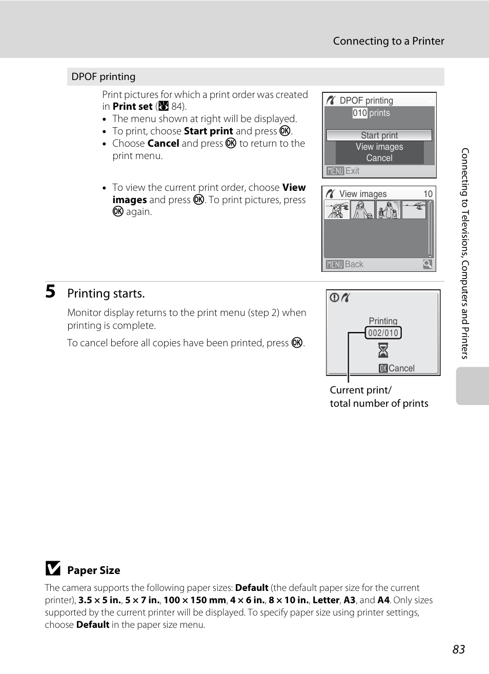 Printing starts | Nikon S520 User Manual | Page 95 / 154