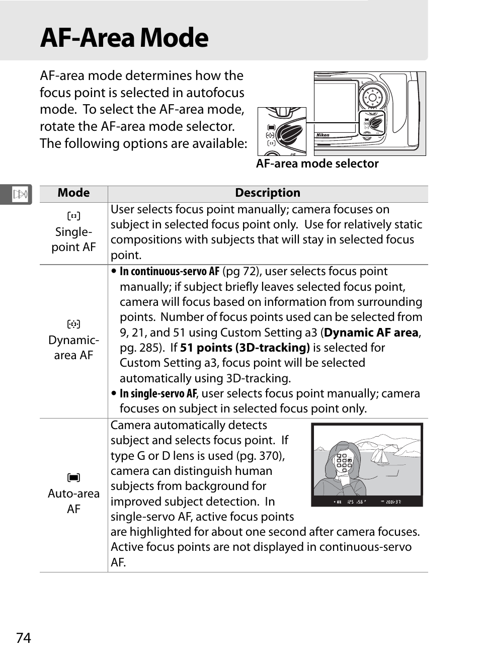 Af-area mode | Nikon D700 User Manual | Page 100 / 472