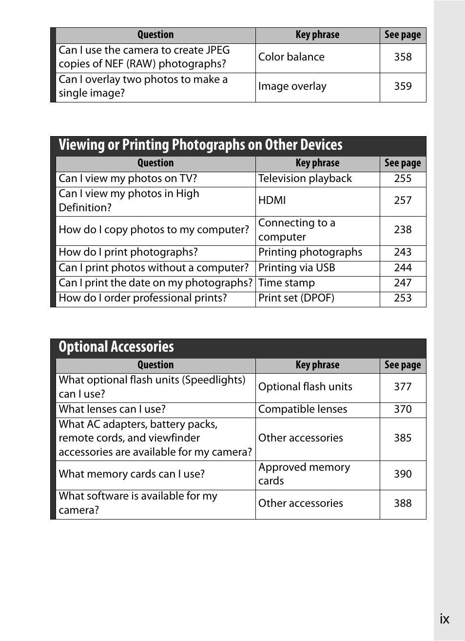 Viewing or printing photographs on other devices, Optional accessories | Nikon D700 User Manual | Page 11 / 472