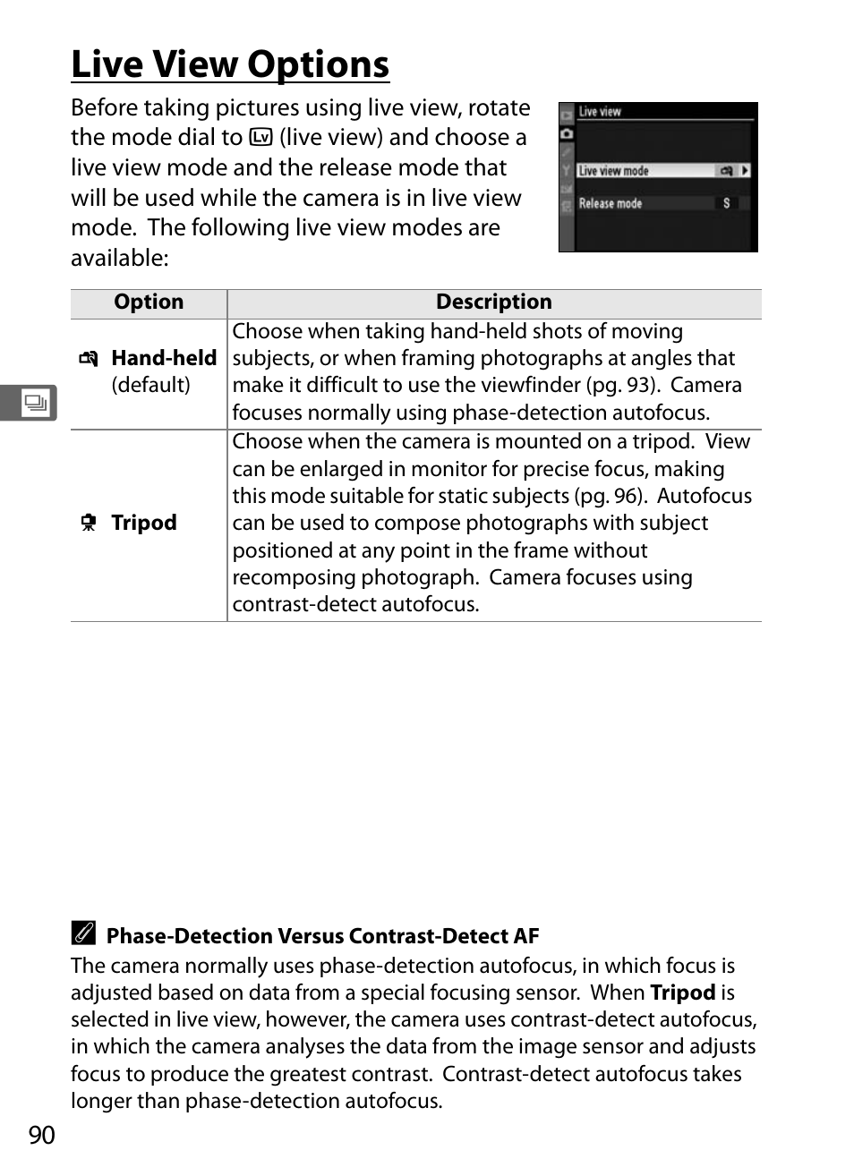 Live view options | Nikon D700 User Manual | Page 116 / 472