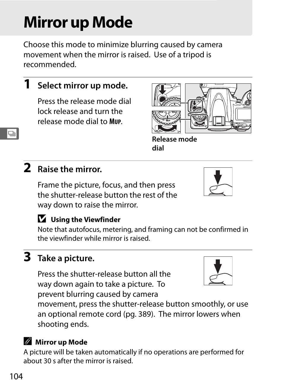 Mirror up mode | Nikon D700 User Manual | Page 130 / 472