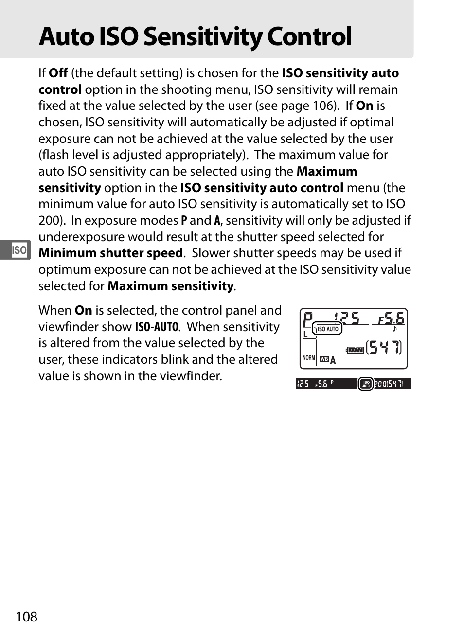 Auto iso sensitivity control | Nikon D700 User Manual | Page 134 / 472