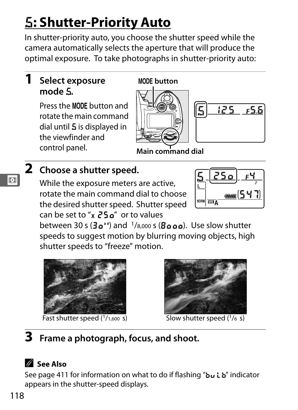 S: shutter-priority auto, F: shutter-priority auto | Nikon D700 User Manual | Page 144 / 472