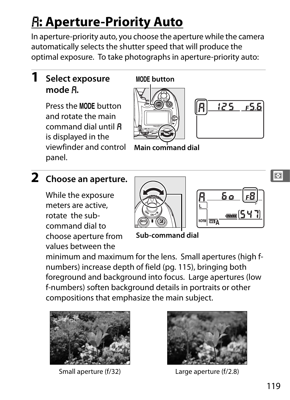 A: aperture-priority auto, G: aperture-priority auto | Nikon D700 User Manual | Page 145 / 472