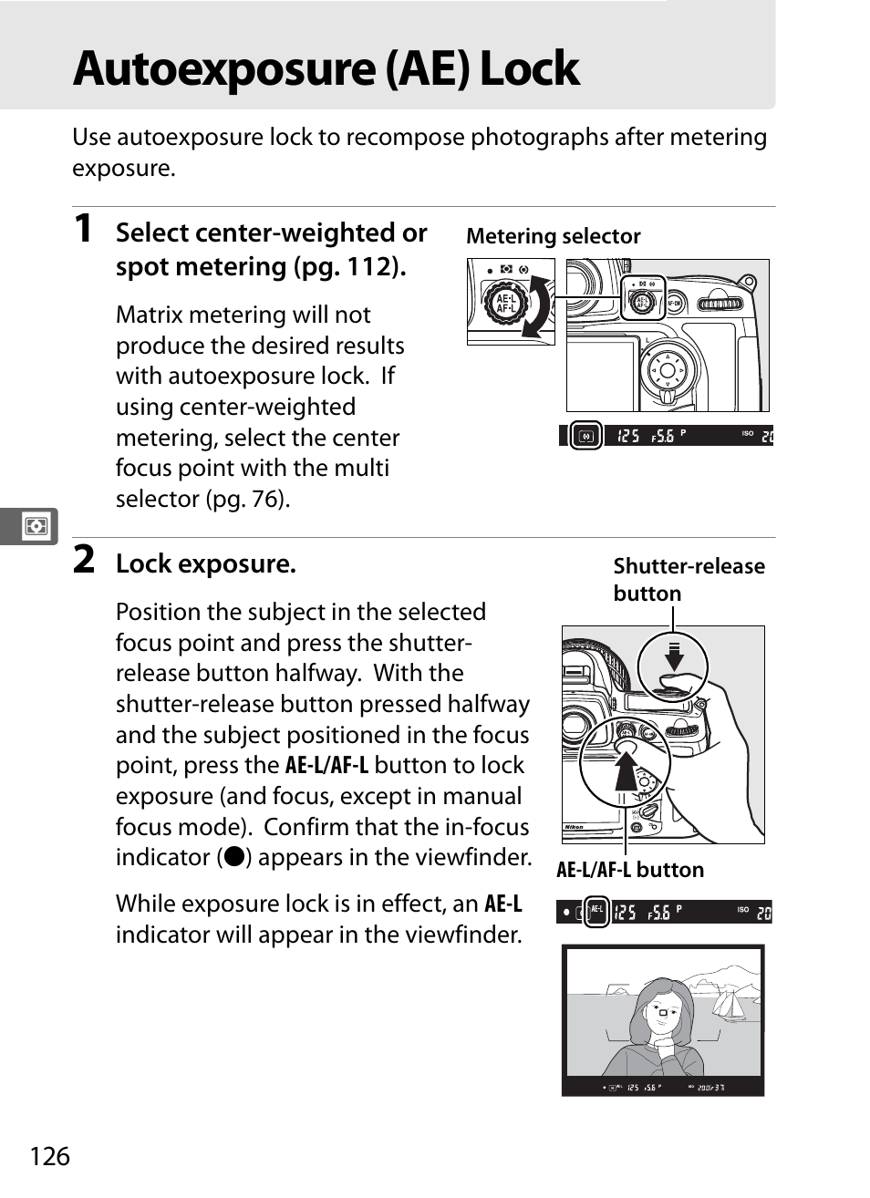 Autoexposure (ae) lock | Nikon D700 User Manual | Page 152 / 472