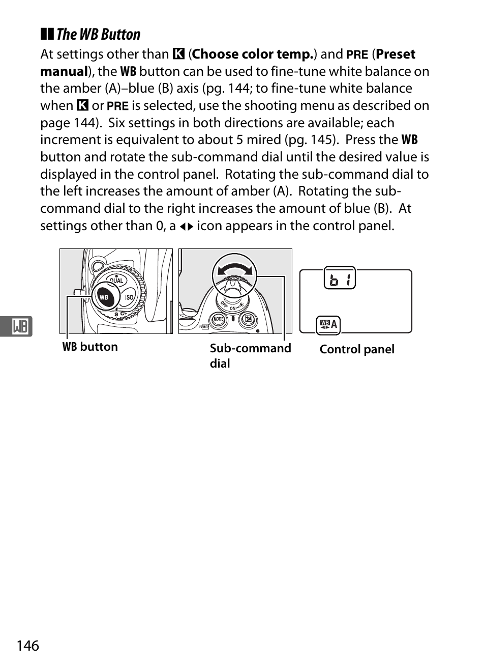 The wb button | Nikon D700 User Manual | Page 172 / 472