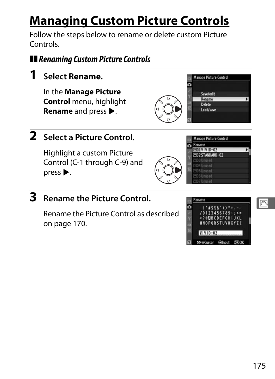 Managing custom picture controls | Nikon D700 User Manual | Page 201 / 472