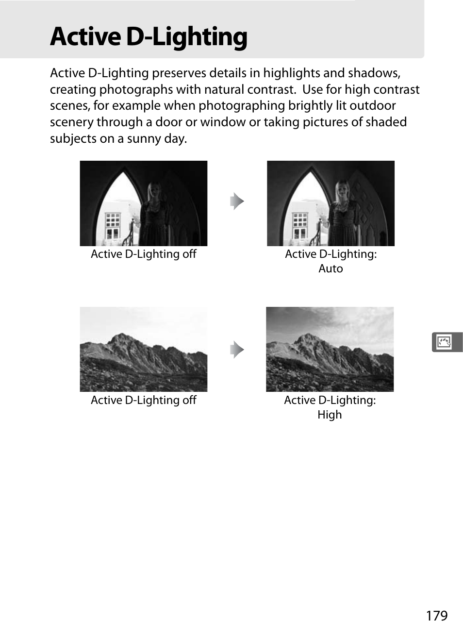 Active d-lighting | Nikon D700 User Manual | Page 205 / 472