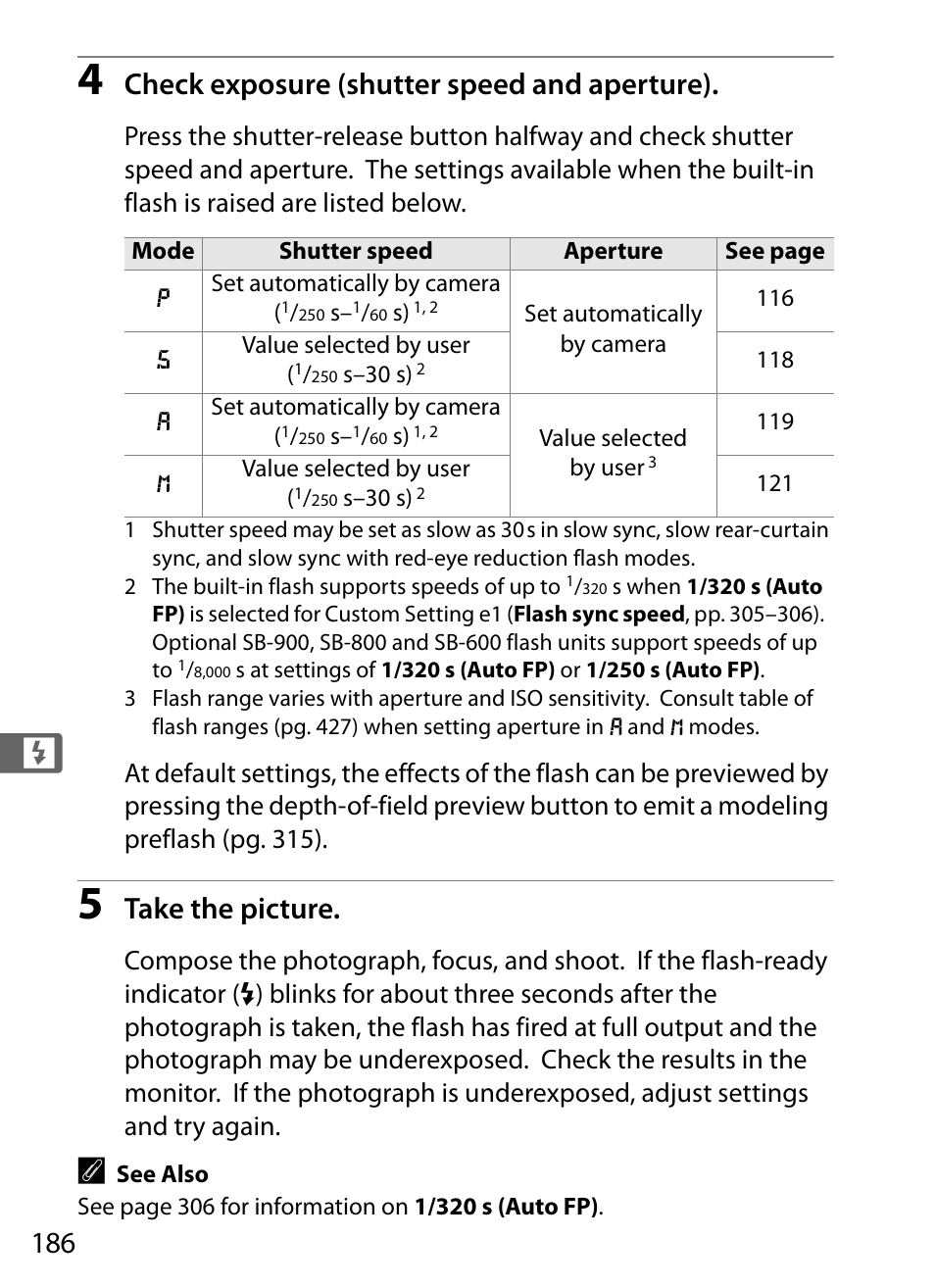 Check exposure (shutter speed and aperture), Take the picture | Nikon D700 User Manual | Page 212 / 472