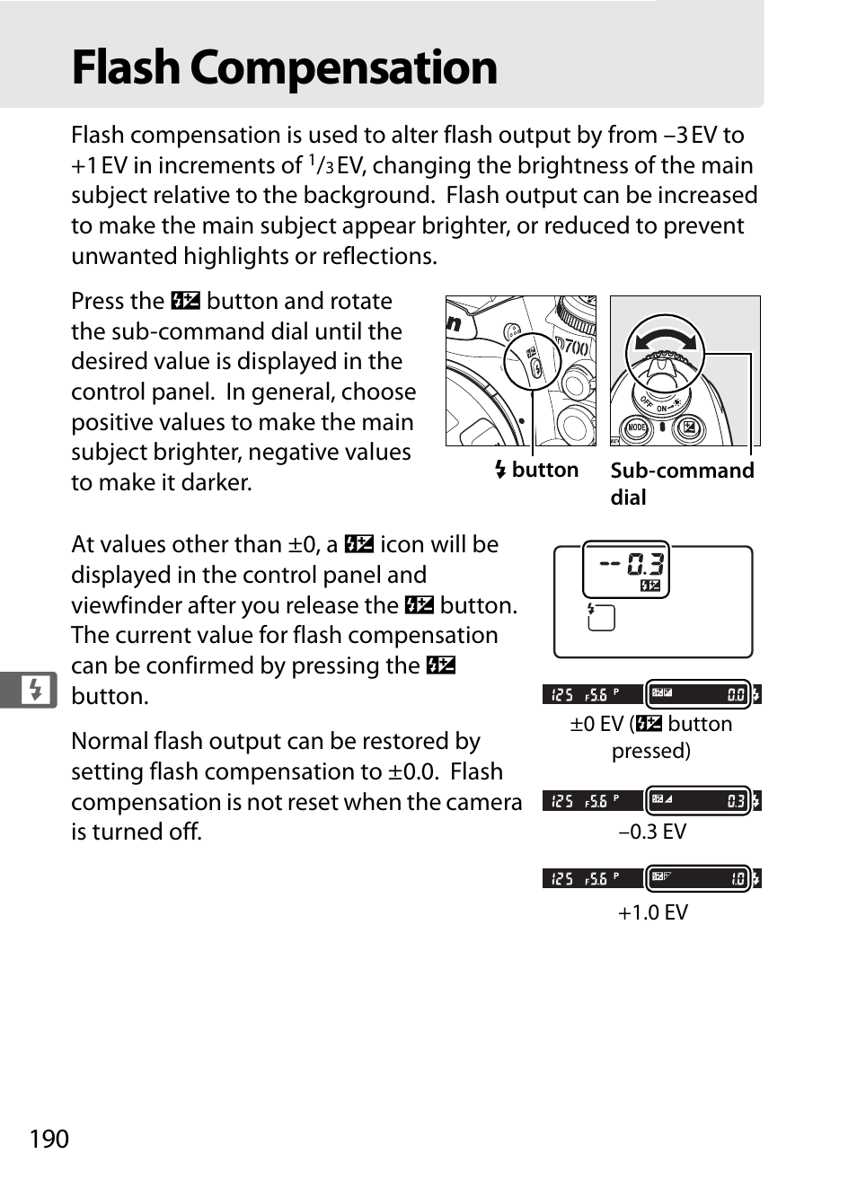 Flash compensation | Nikon D700 User Manual | Page 216 / 472